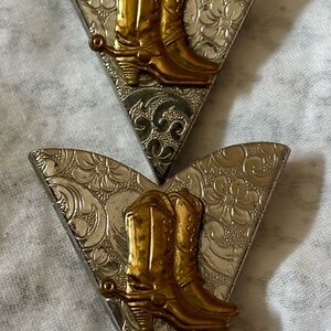 Vintage Screw Back Silver and Gold Tone Western Collar Tips